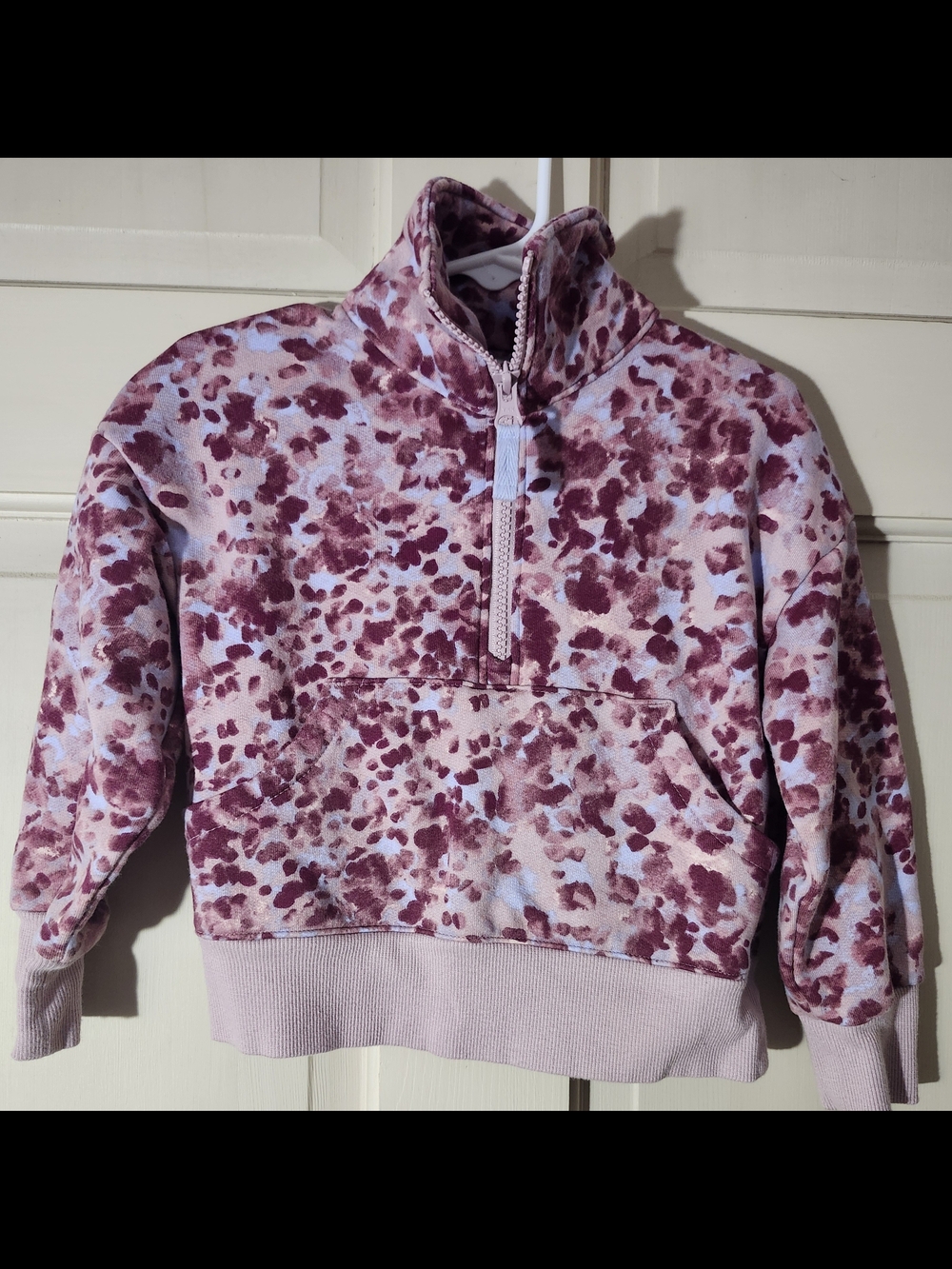 Carter's Pink and Burgundy Floral Quarter-Zip Fleece Pullover